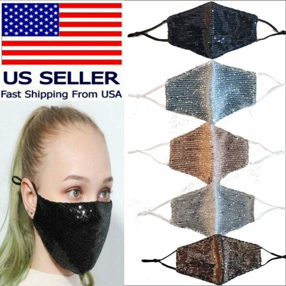 Sequin Black Face Mask - Picture 1 of 2